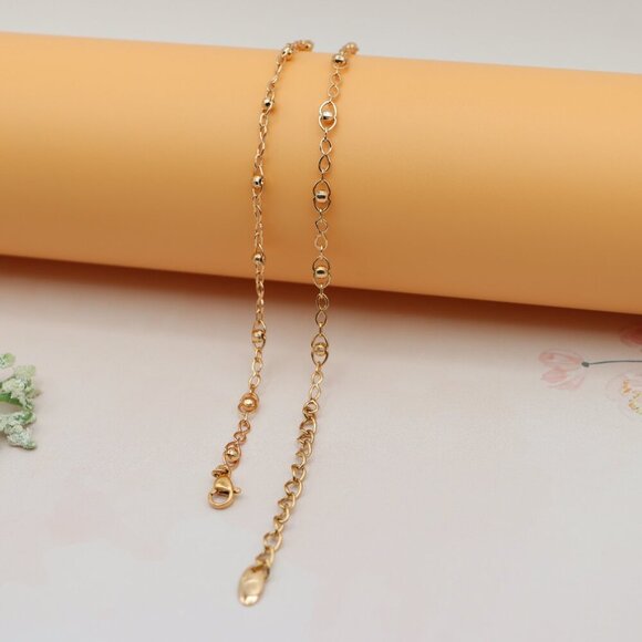 "Stylish Rose Gold Plated Chain Necklace with Beaded Accents,  XPNL0150 - Picture 11 of 12